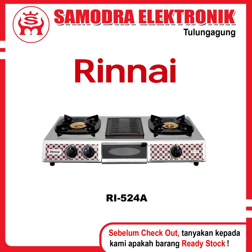 Kompor RINNAI RI-524A | Kompor 2 Tungku + Grill Plate Rinnai