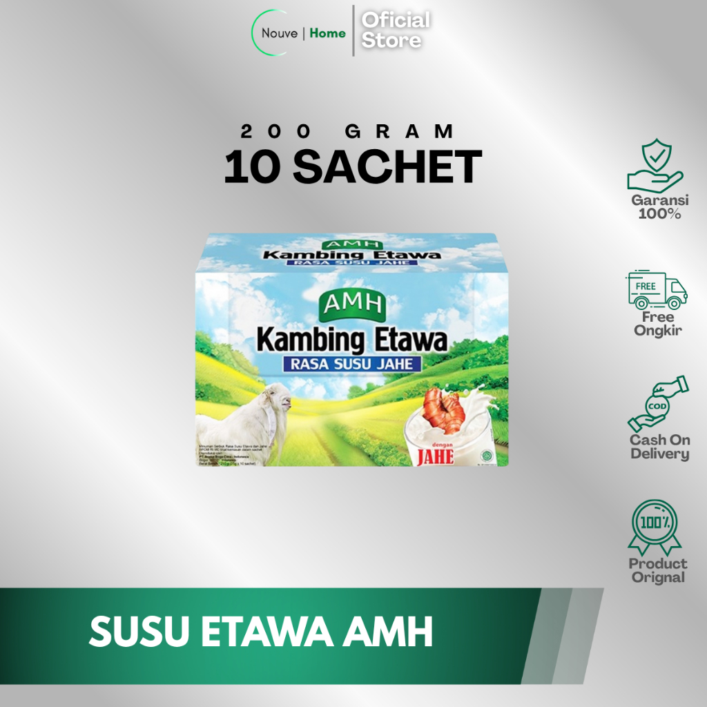 

SUSU KAMBING AMH JAHE - susu kambing etawa bubuk 200gram 1 box isi 10 sachet amh original 100%