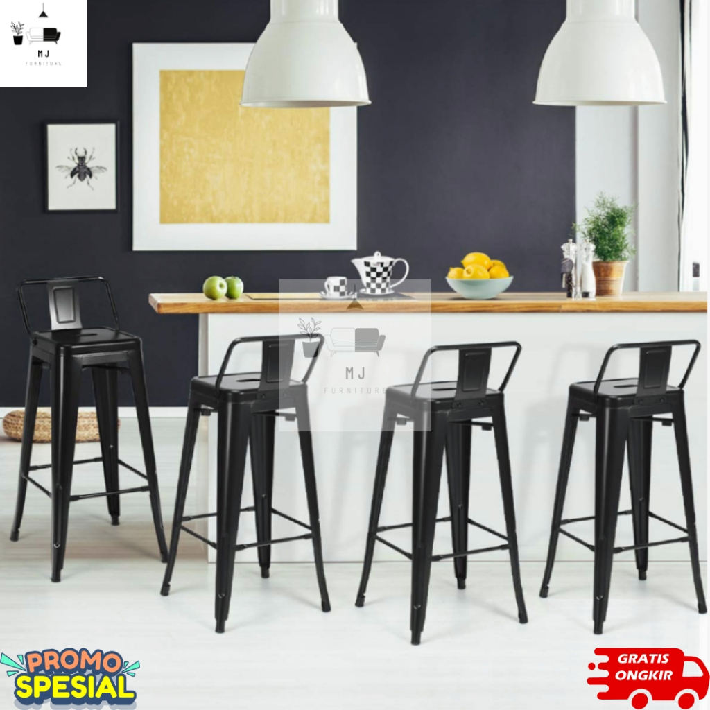 Kursi Bar Besi/Kursi Makan/ Kursi Persegi Tinggi / Kursi Outdoor