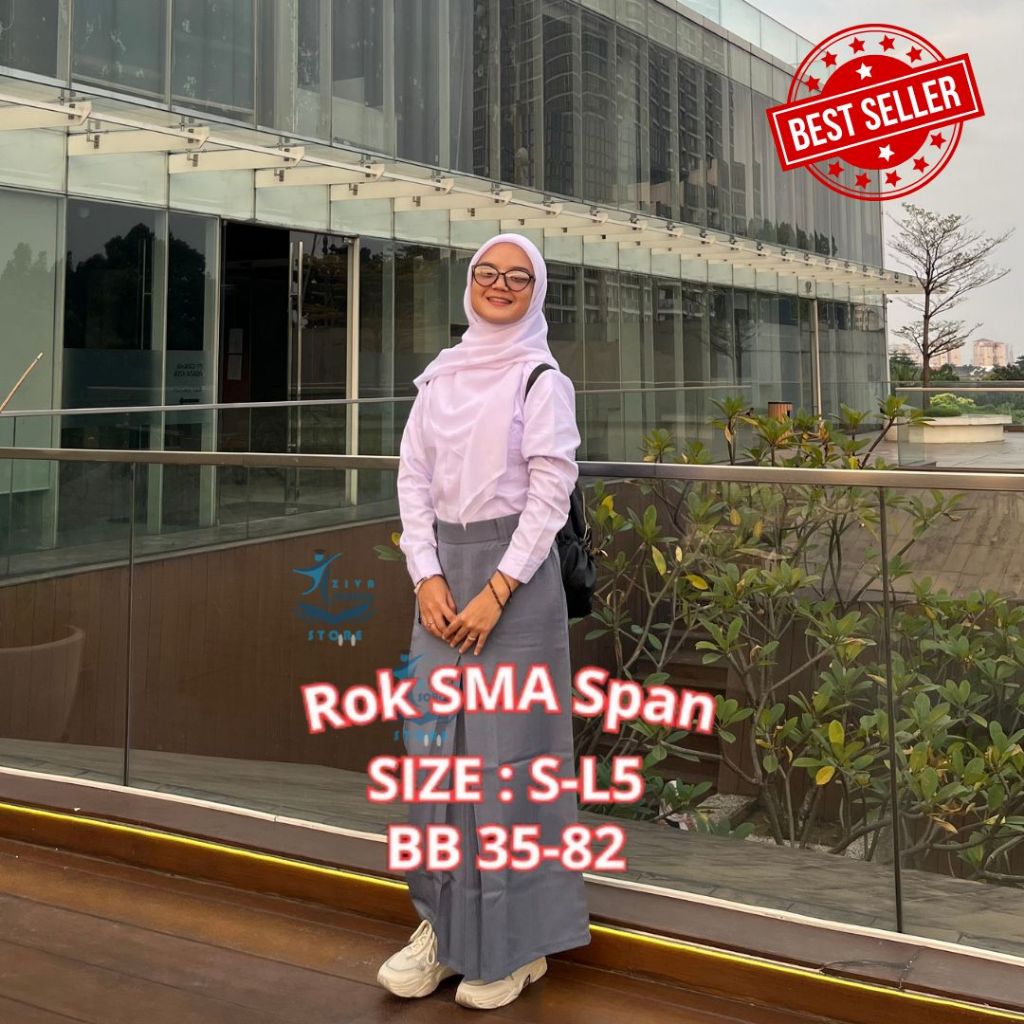 ROK SEKOLAH SPAN SMA/SMK ROK SPAN BELAH 1 / ROK SMA ABU ABU, HITAM, PUTIH, BIRU, PRAMUKA