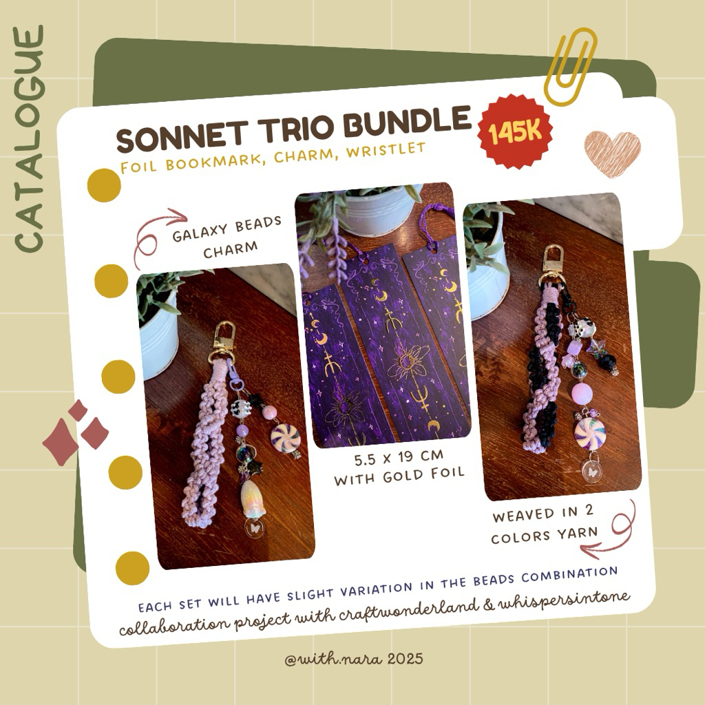 

Seventeen The8 inspired Beads Charm Gold Foil Bookmark Wristlet set