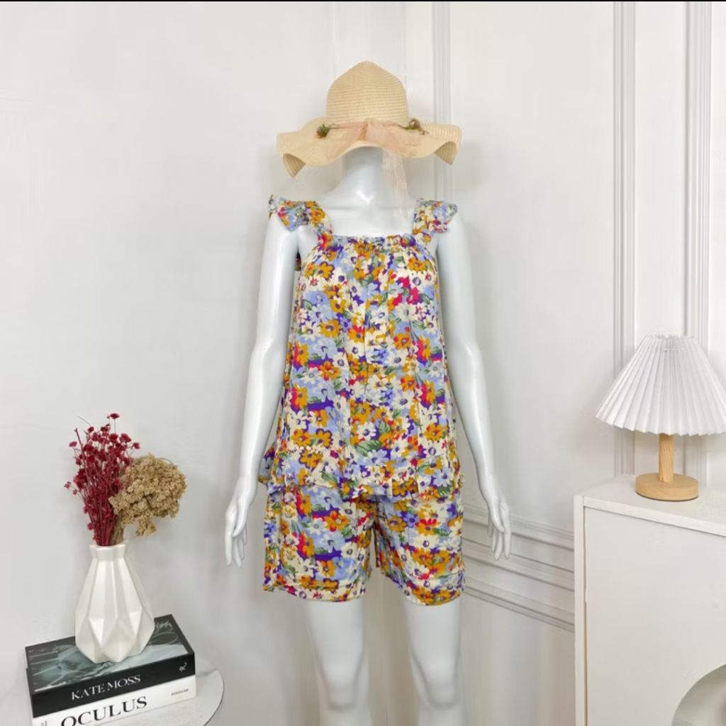 SETELAN RAYON YUKENSI / SETELAN TANKTOP / SETELAN PENDEK RAYON HOMMY / SETELAN SINGLET WANITA PREMIU