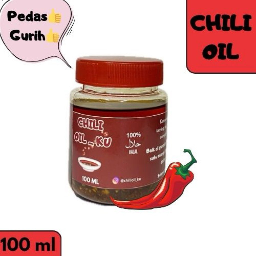 

chili oil dengan cabai dan ebi premium 100ml 100% HALAL @chilioil_ku
