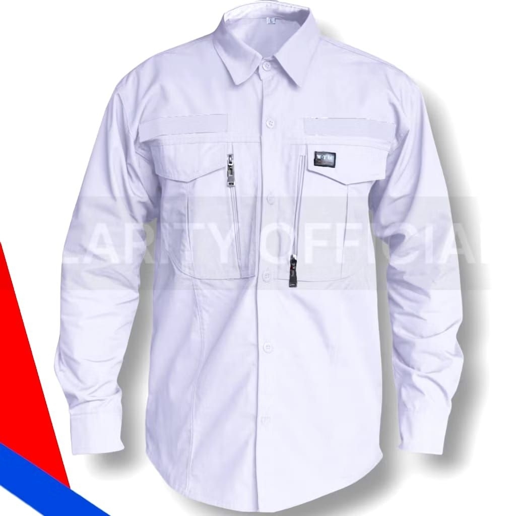 Kemeja Tactical W Tac Warna Putih Lengan Panjang Polos Terbaru