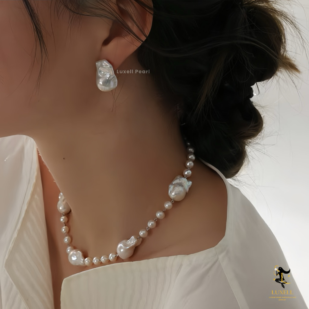 Satu Set mutiara barok air tawar asli Lombok | Mutiara Air Tawar Barok Bersertifikat| Termurah mutia