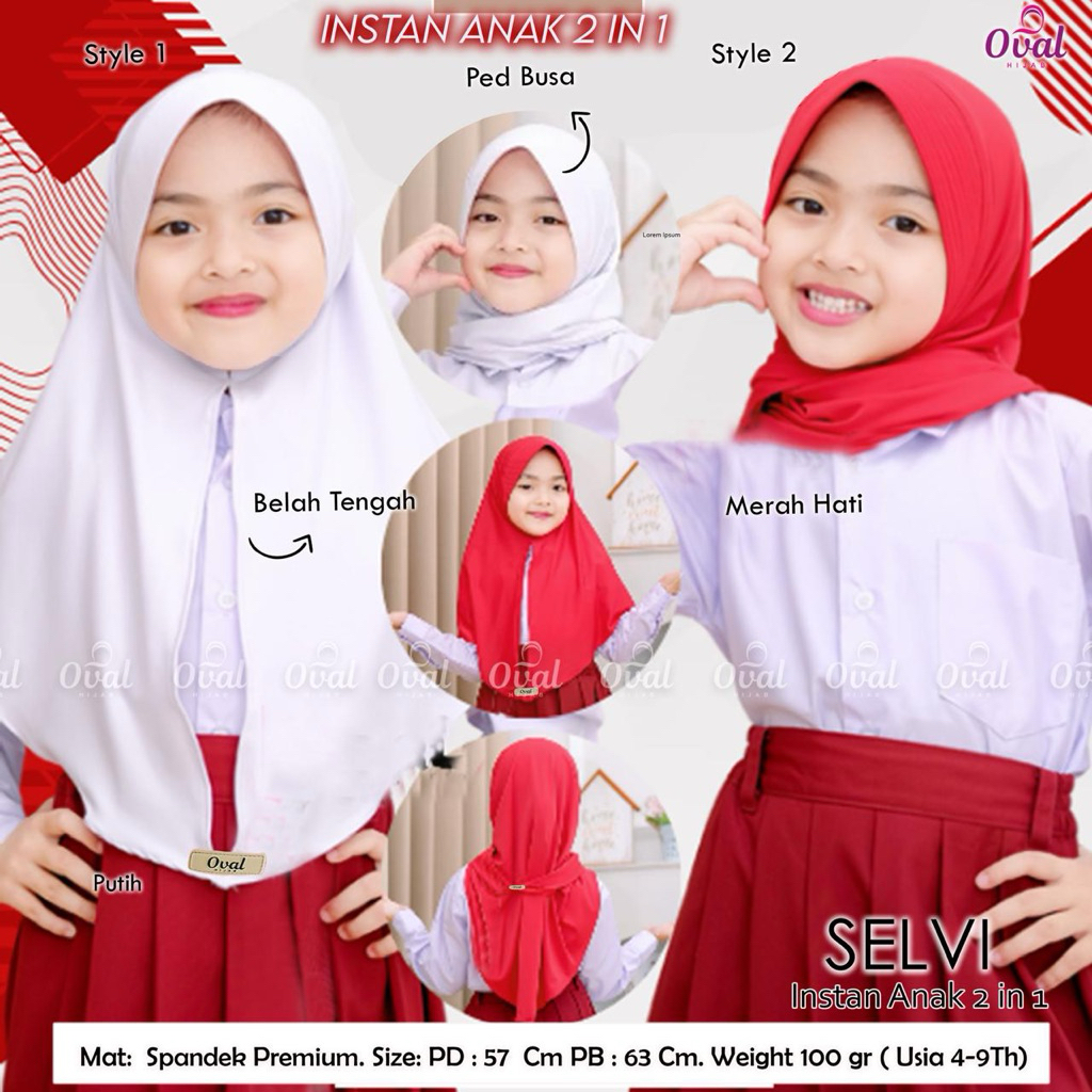 Selvi Instan Anak Original Oval Hijab Sekolah Anak Hijab Anak