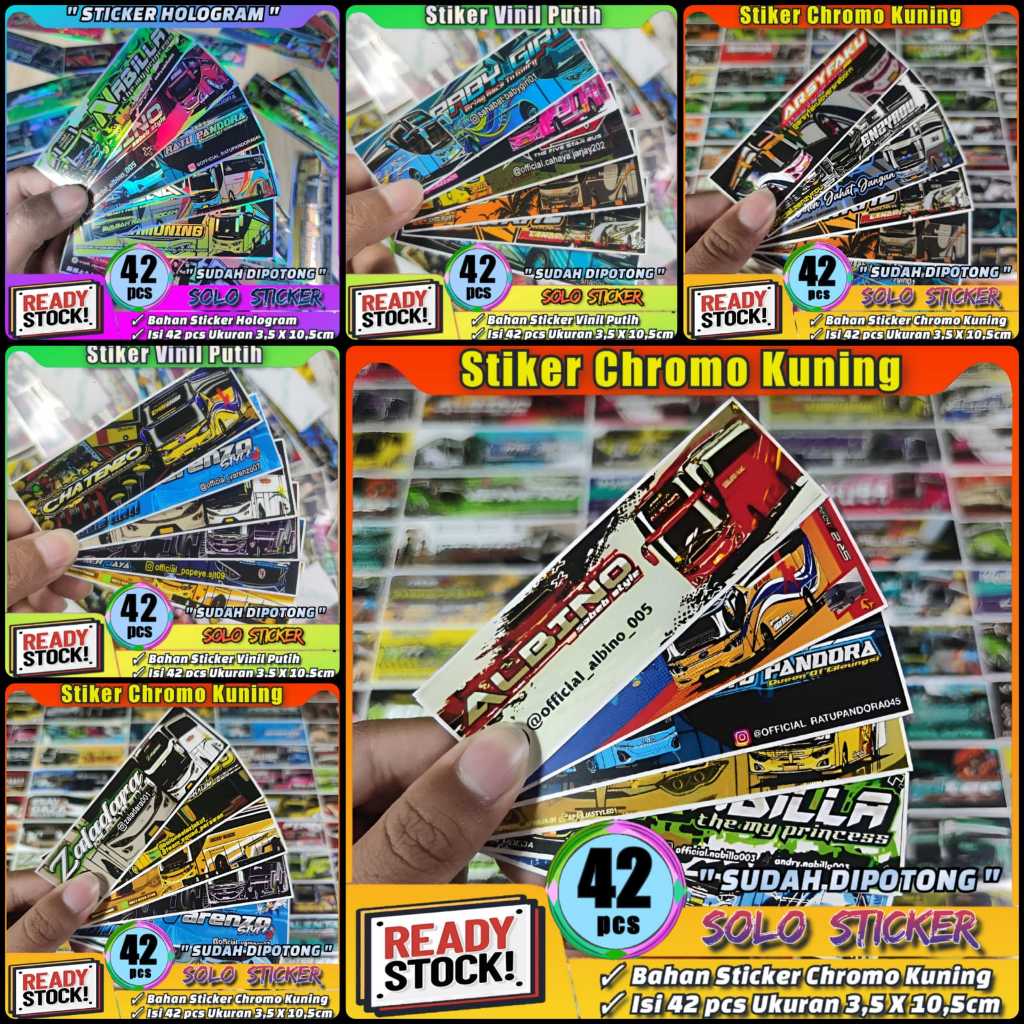 

SUDAH DIPOTONG Stiker Bus Panjang Isi 42pc Bahan Chromo Glossy Anti Air Sticker Viral Telolet Basuri