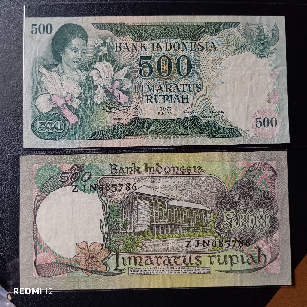 uang kertas 500 rupiah ibu konde tahun 1977 bekas asli