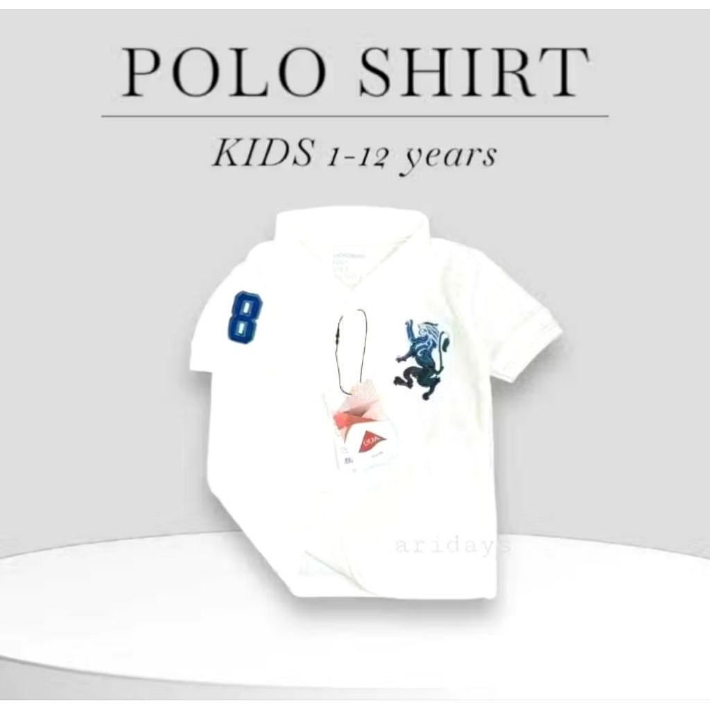 Baju polo wangki giordano putih anak laki-laki 1 tahun-12 tahun | kaos polo giordano anak laki laki 