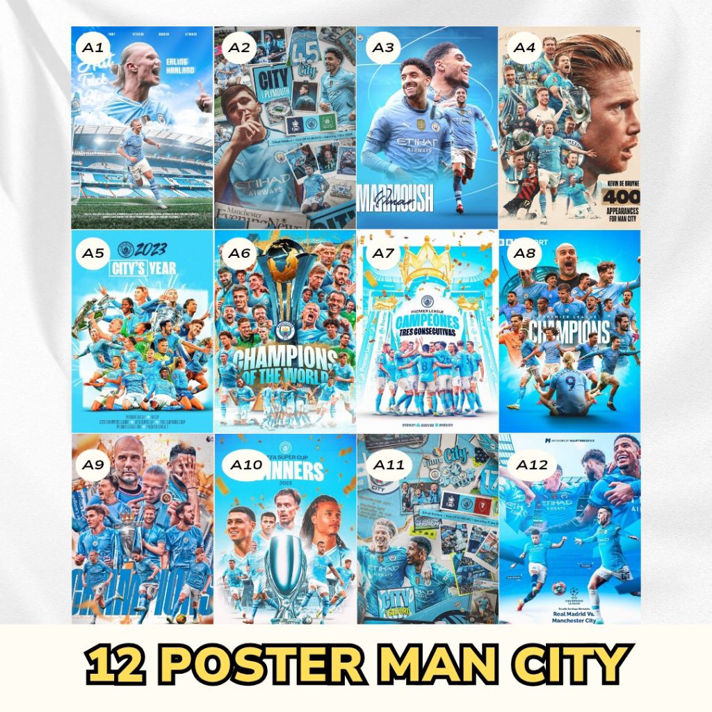 PAKET POSTER MANCHESTER CITY - ISI 12 GAMBAR