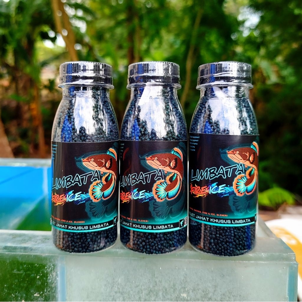 Pelet channa LIMBATA FIRE ICE pakan ikan bleheri, limbata, Stewarti dan gachua pelet jahat warna bir