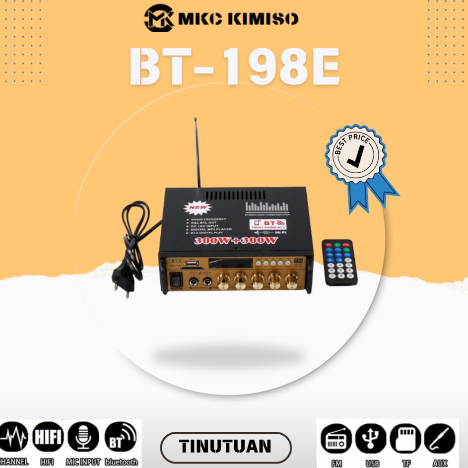 Recomend Amplifier BT198E ECHO Amplifier Karaoke Bluetoth Power Amplifier ampli mini