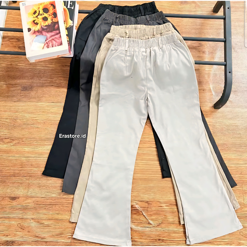 CUTBRAY BASIC PANTS WANITA//CELANA PANJANG WANITA HIGHWAIST KATUN TWIL COMBED STRETCH PINGGANG KARET