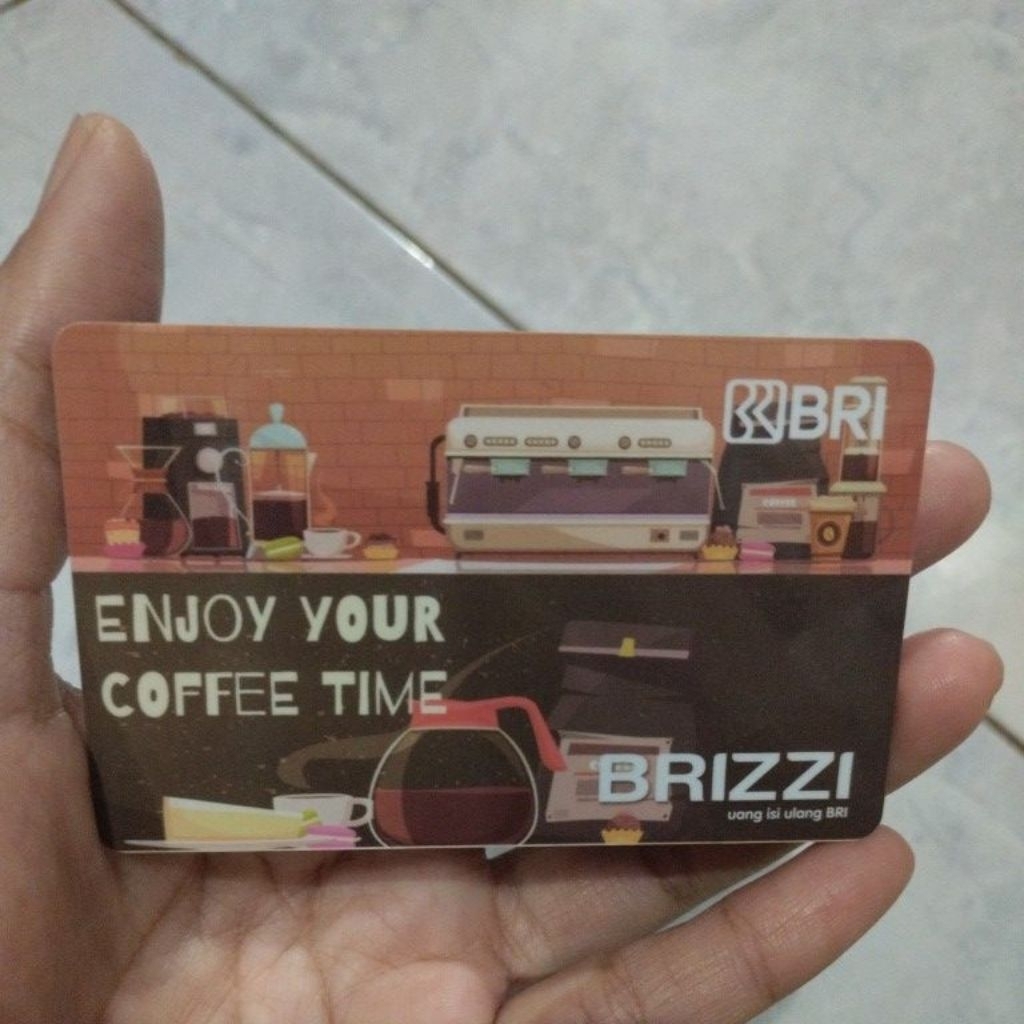Brizzi bank BRI original e-toll gambar coffee shop