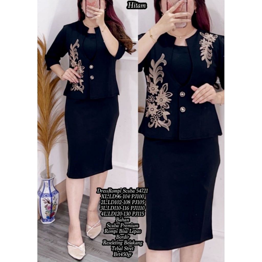 001 HIT 3L FER 54721 / ASF 98094 DRESS ROMPI SCUBA IMPORT / DRESS WANITA PREMIUM / DRESS JUMBO WANIT