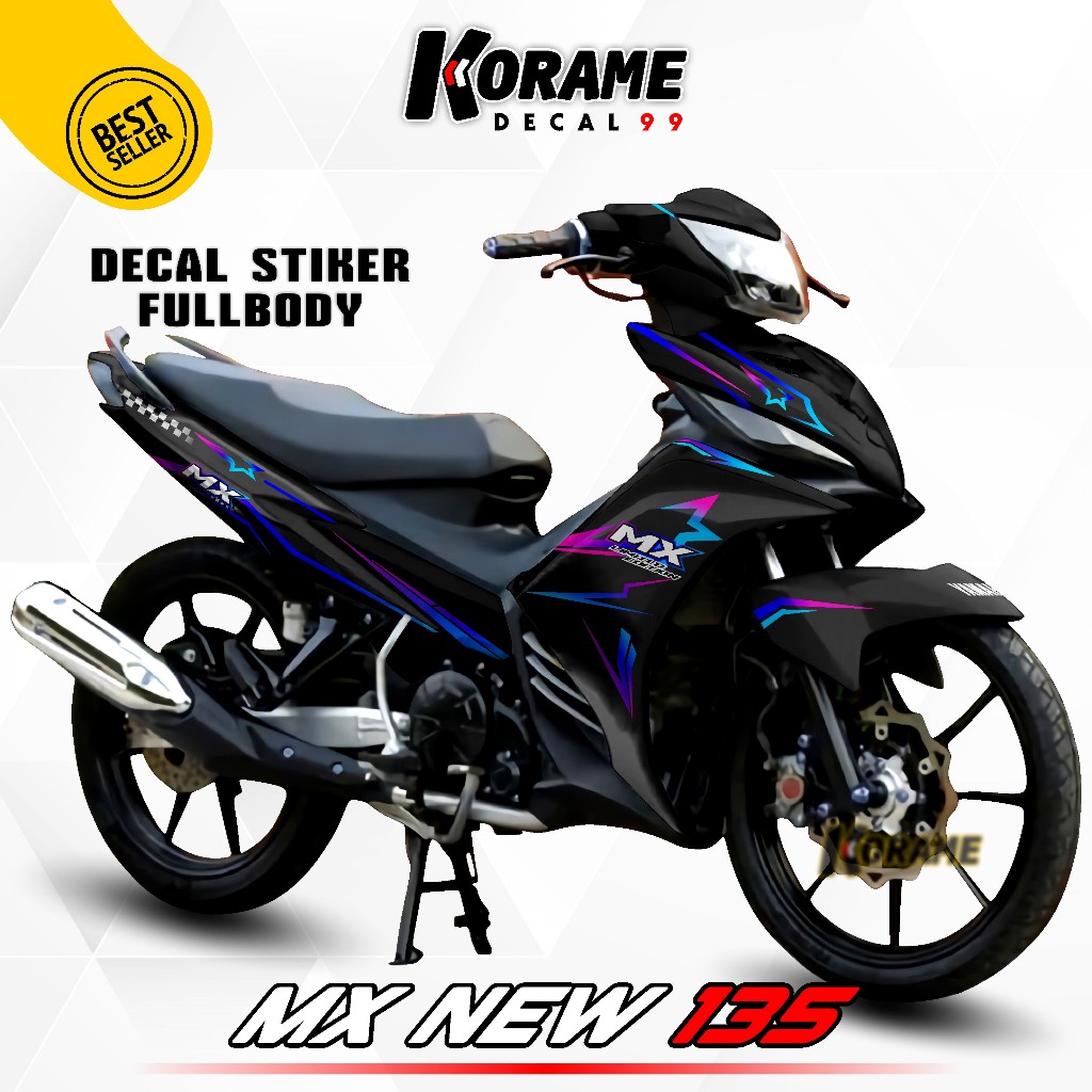 Terbaru Decal Motor Jupiter MX NEW 135 // Stiker Decal Variasi Motor Mx New 135 Racing Star Hitam Sk