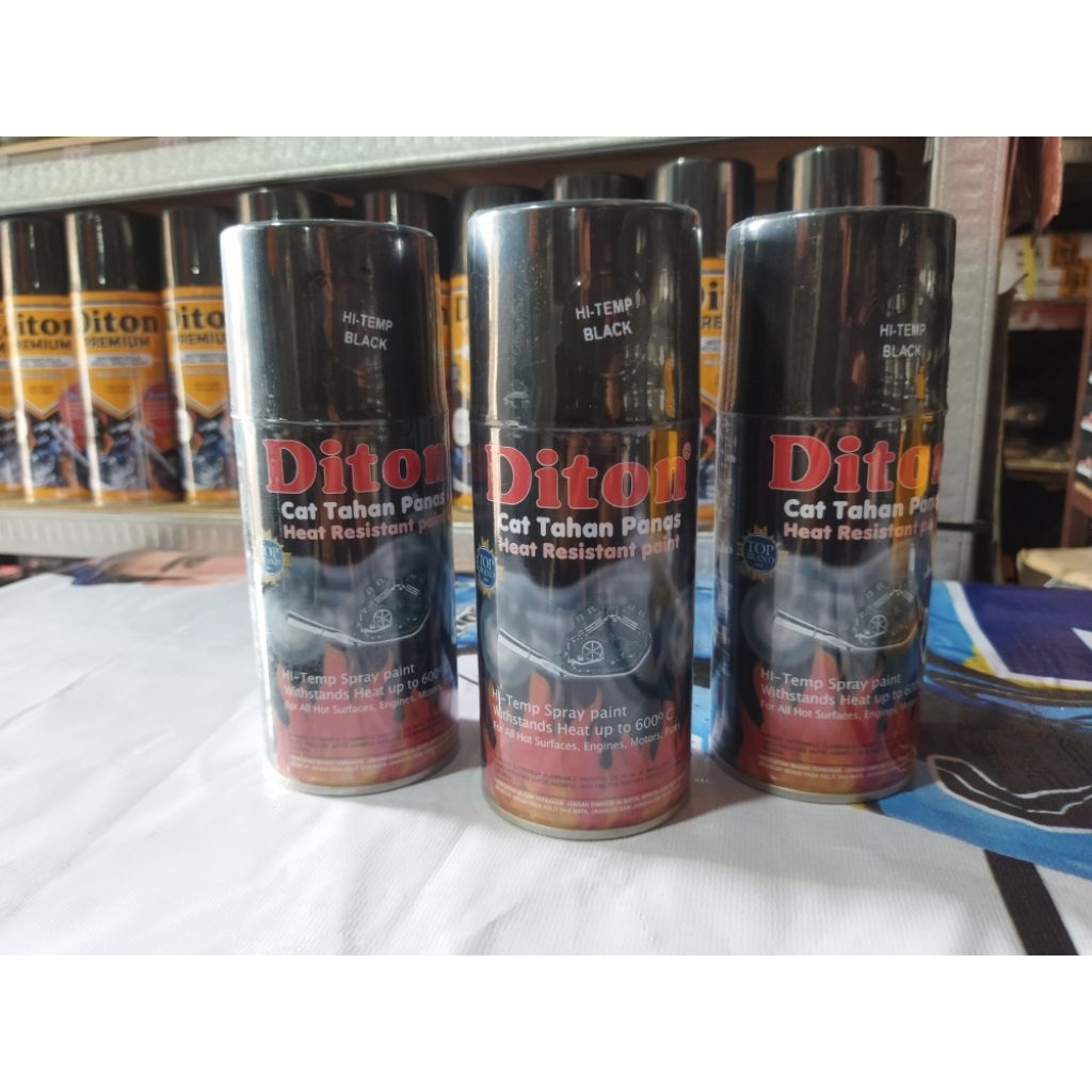 Diton Hi-Temp Black CAT TAHAN PANAS 600°C / CAT Knalpot/ Mesin Motor - Mobil No.1