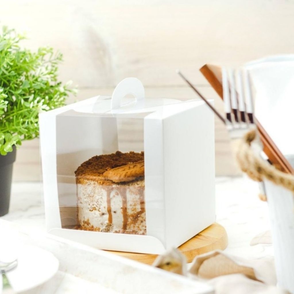 

GABLE BOX WINDOW MIKA - Dus box packaging toples kue kering kotak kemasan kue bolu tenteng 12x12x12 cm