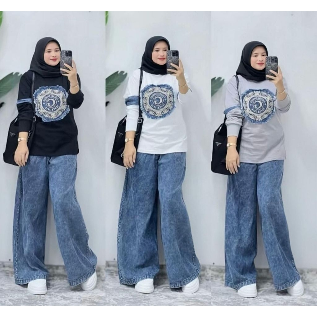 set celana jeans mix combad NY DAN GF by jevani