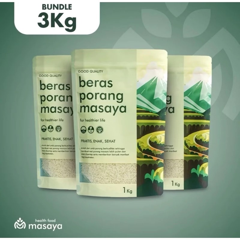 

Bundle 3kg Masaya Porang Konjac Shirataki Beras Instant Mudah & Praktis