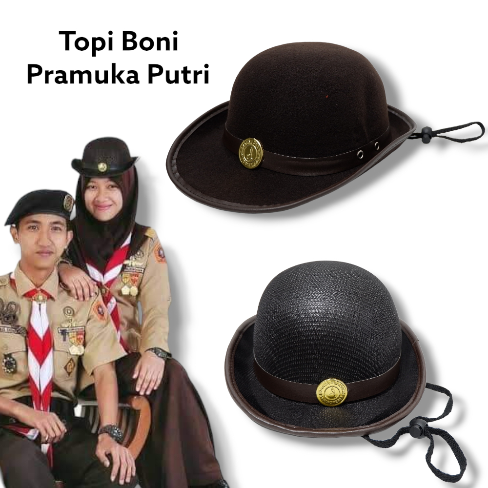 Topi Boni Pramuka Putri / Topi Pramuka Rajut Set SD Perempuan