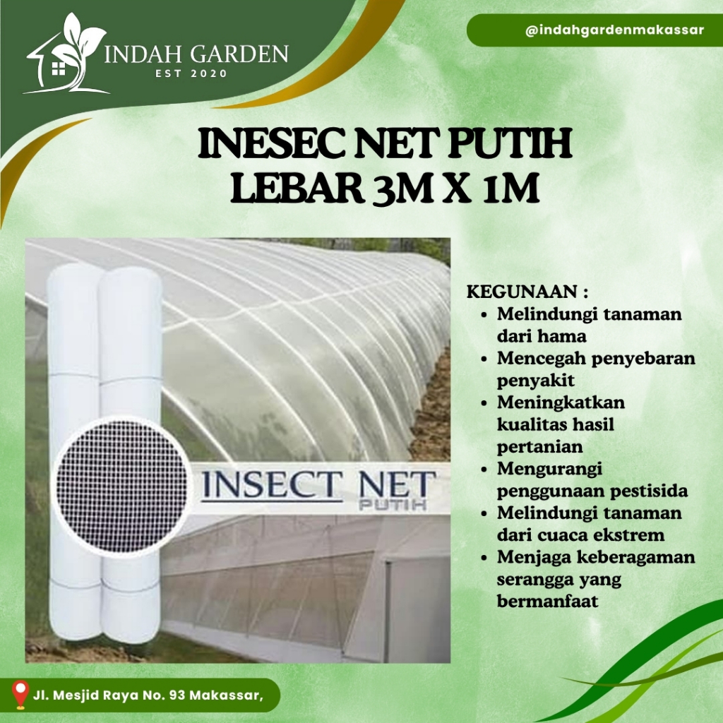 Insect Net / Jaring Penghalang Serangga - Lebar 3 M Putih Mesh 40 - Harga PERMETER