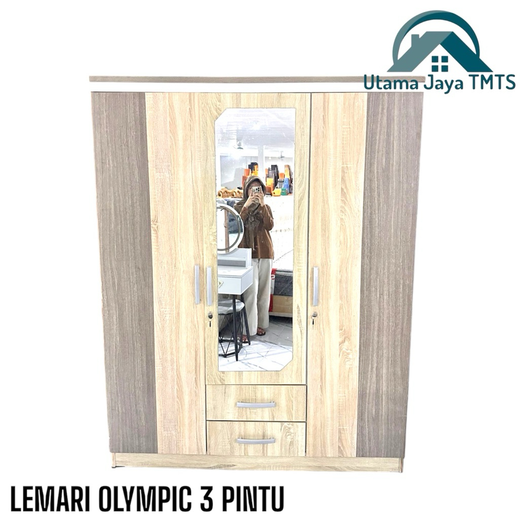Lemari olympic 3 pintu//lemari olympic bahan serbuk//lemari olympic plus laci