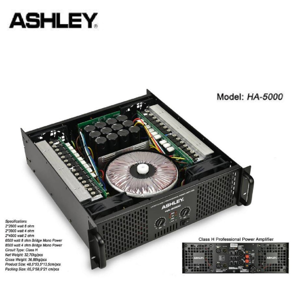 power ashley ha5000 / ha 5000 class h 2000 watt x 2 original new