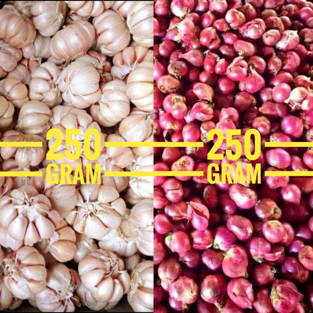 

Bawang MIX CAMPUR 500 gram isi 250gr bawang merah 250gr bawang putih