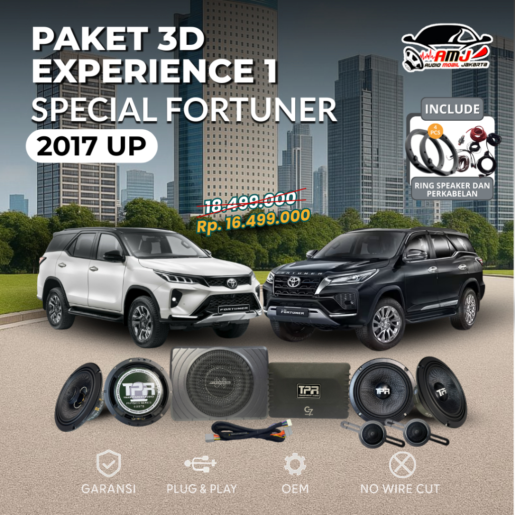 PAKET 3D EXPERIENCE 1 SPECIAL FORTUNER / PAKET SPEAKER MOBIL / PAKET AUDIO MOBIL FULLSET LENGKAP