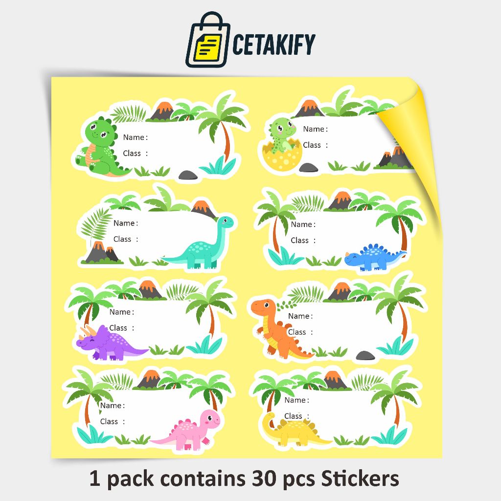 

CETAKIFY - Book Label Sticker – Cute Dino Theme