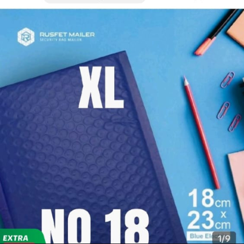 

Amplop bubble mailer biru glossy security bag rusfet - hello series per dus 08.77