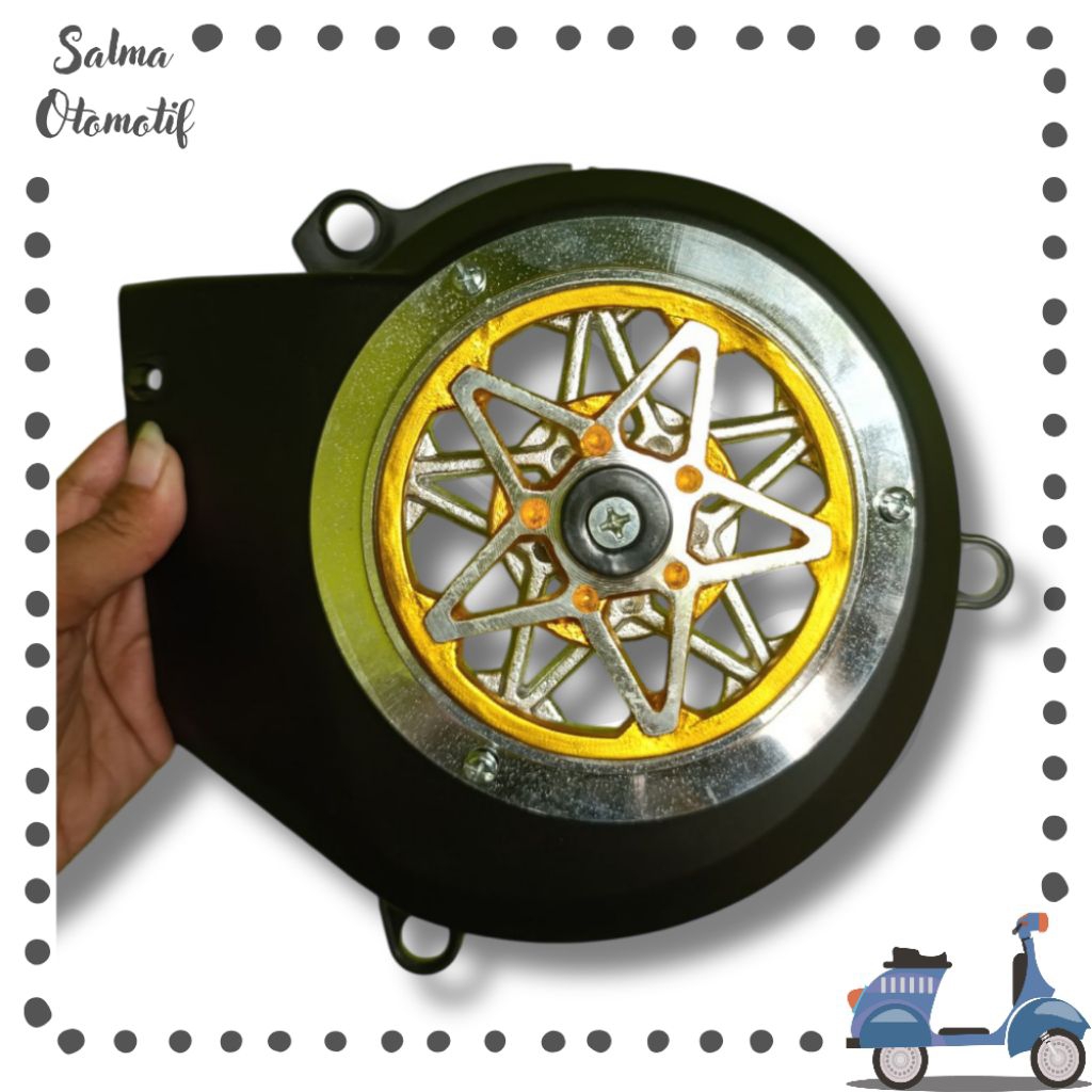 Cover Tutup Kipas Mio Sporty / Mio Smile / Fino Lama / Nouvo Lama set Spinner Bintang Gold