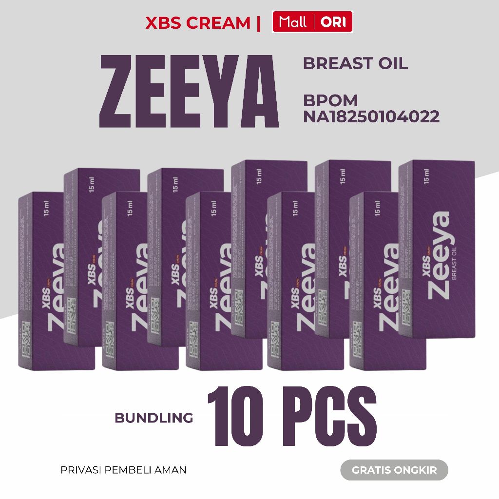 XBS CREAM - bundling 10 pcs Zeeya Breast Oil perawatan payudara BPOM