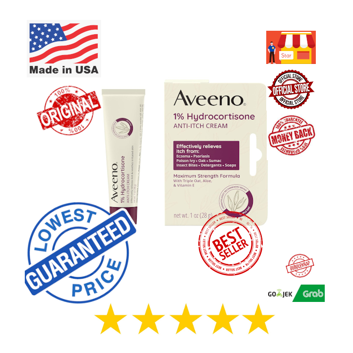 Aveeno USA | Maximum Strength 1% Hydrocortisone | Anti-Itch Cream | Triple Oat, Aloe & Vitamin E for