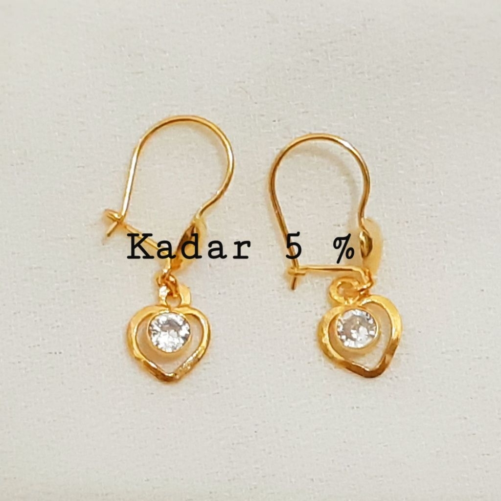 Anting Emas Muda Model Hati Mata Putih 1/2 Gram
