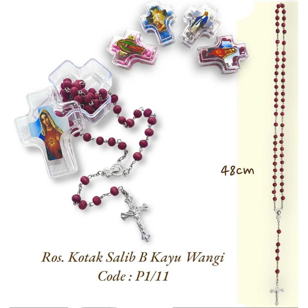 Rosario Kayu Wangi Kotak Salib Besar - Souvenir Katolik