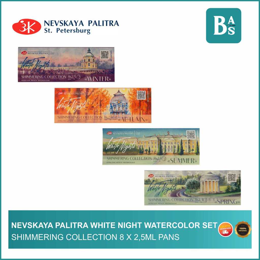

Nevksaya Palitra White Night Shimmering Collection Set 8 x 2,5ml Pans - Bali Art Supplies