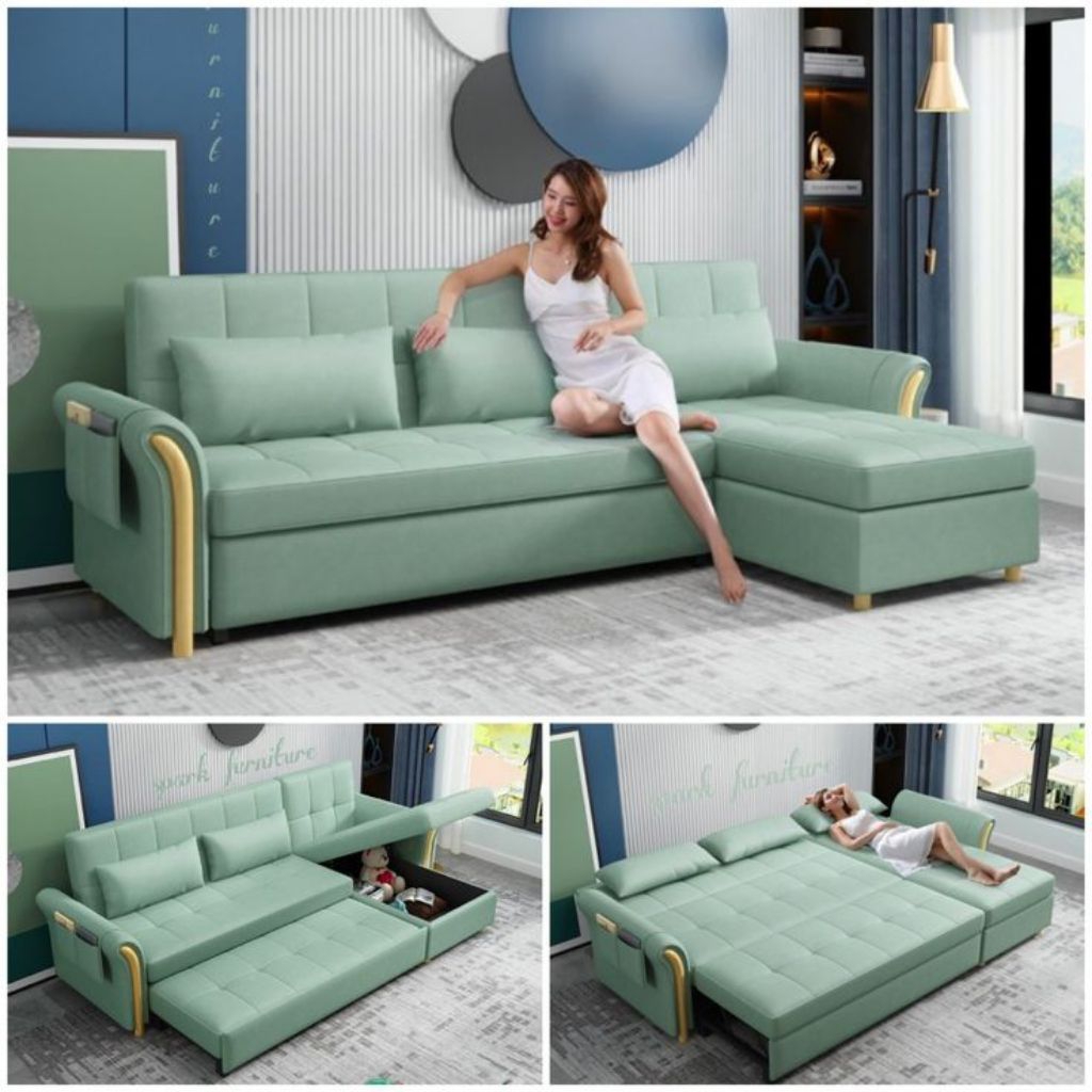 FREE BANTAL Sofa L Bed Minimalis Sofa L Bed Kekinian Sofa L Bed Kualitas Terbaik Sofa L Bed multifun