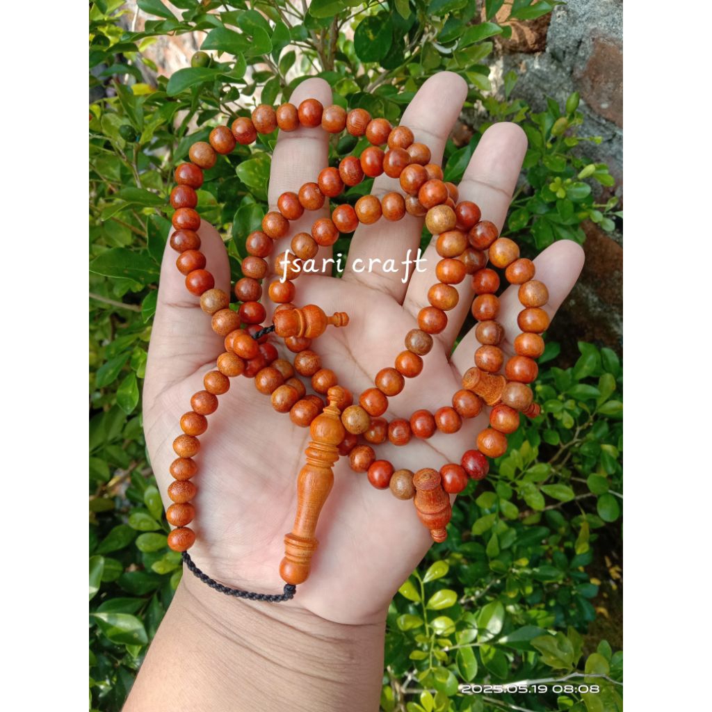 FATMA CALINA - TASBIH kayu secang merah 7 mm , tasbih secang merah