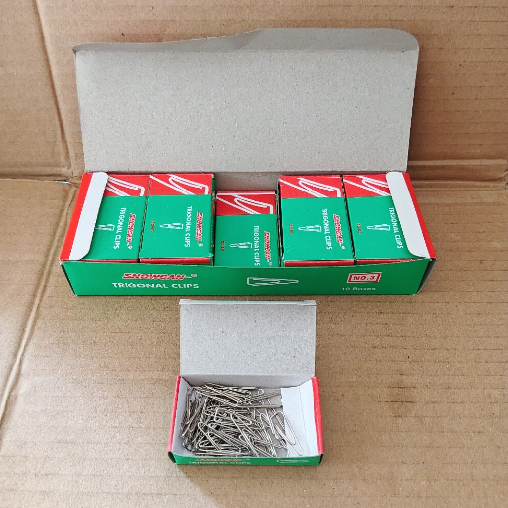 

1 Pak Trigonal Clip No 3 Isi 10 Box SNOWCAN / Penjepit Kertas