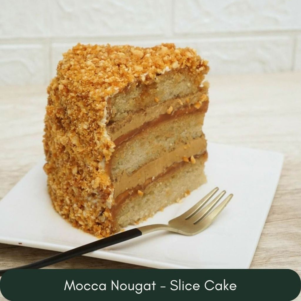 

slice cake- kuevegan- kue vegan slice - kue vegetarian - Nougat vegan- kue plantbased- kue nougat