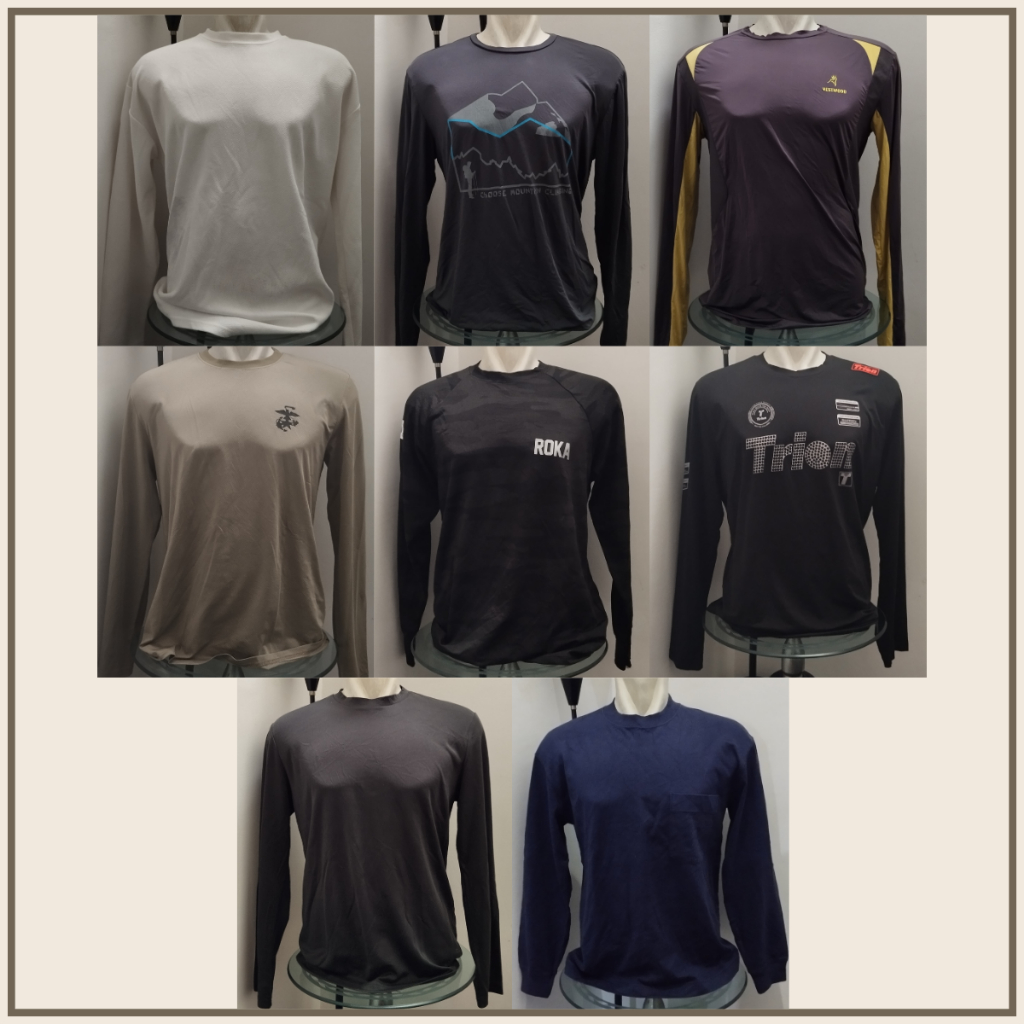 Kaos pria lengan panjang | Emboss Putih, Stretchy Abu, Jersey Abu, Dry Fit Army Hijau, Loreng Hitam,