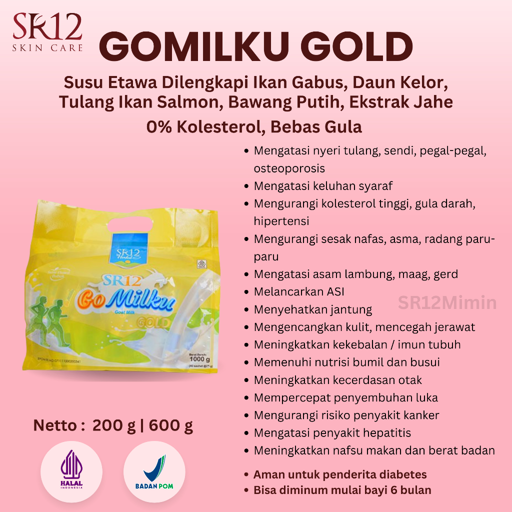 

SR12 Gomilku Gold Pack Isi 40 Sachet Susu Kambing Etawa Tanpa Gula Untuk Diabetes