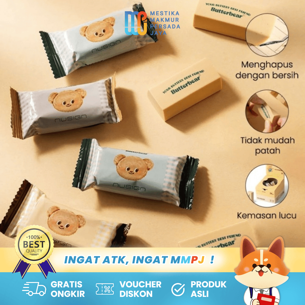 

Deli x Butterbear Nusign Eraser - Penghapus Pensil Lucu NS037-B