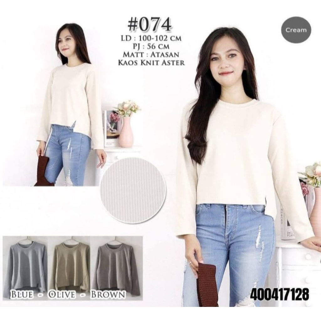 kaos-lengan panjang-knit-wanita