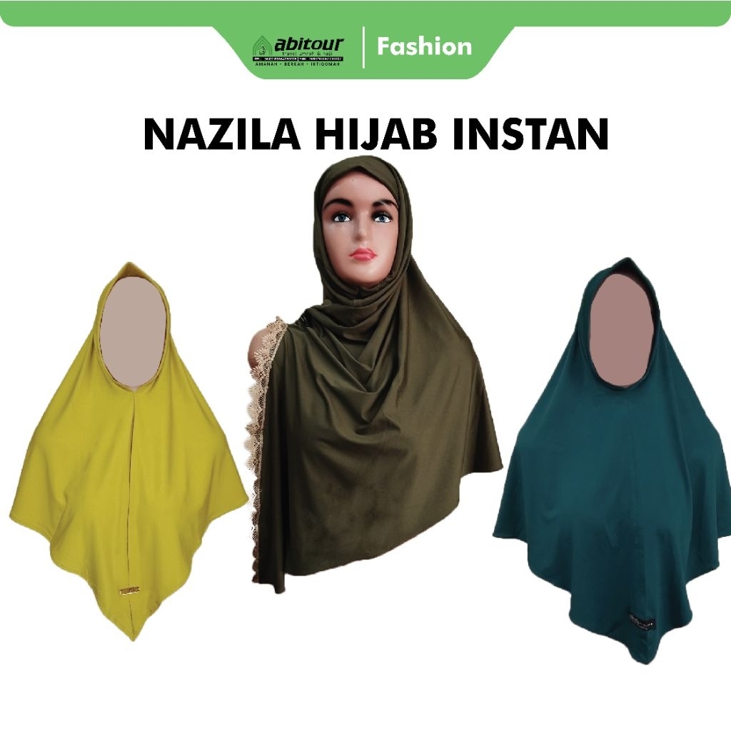 Hijab instan polos renda-ORIGINAL NAZILLA BERGO HIJAB JILBAB KERUDUNG INSTAN MUSLIMAH-Kerudung insta