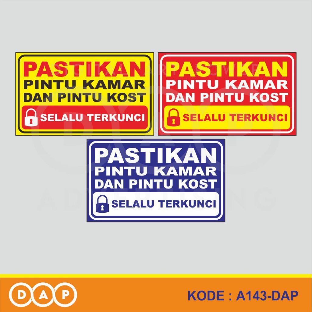 

A143 - Acrylic Sign, Stiker Akrilik Pastikan Pintu Kamar dan Kost Selalu Terkunci, Bisa Custom