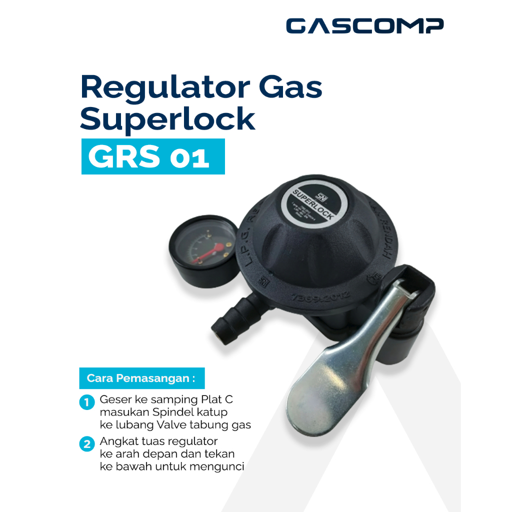 Regulator Gascomp Superlock GRS01 Regulator Gas LPG Gascomp Meter GRS - 01
