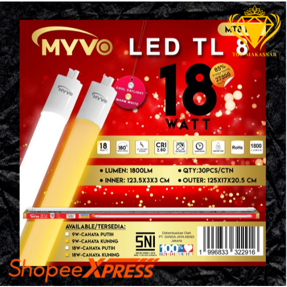 LAMPU LED T8 MYVO 18 WATT